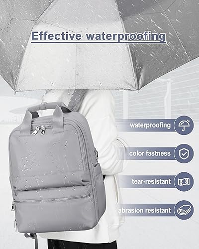 Miniatura 7 de Mochila de viaje para laptop para mujeres, profesores, mochila de trabajo, bolsas de mano para aviones, mochila grande impermeable, A-plata gris,