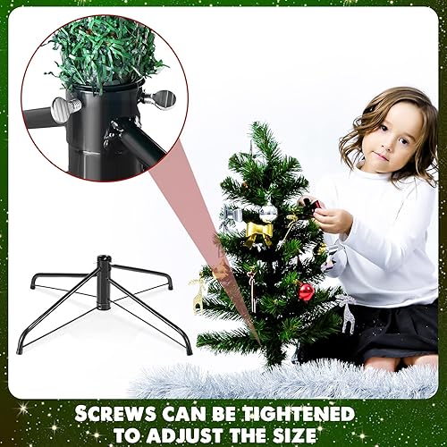 Vista 6 de Roowest Soporte plegable de metal artificial para árbol de Navidad, soporte de repuesto para Navidad (verde, 16 pulgadas)