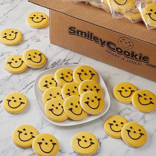 Miniatura 2 de Paquete de 50 mini galletas de azúcar Smiley Smiley Face sin nueces, negras y doradas