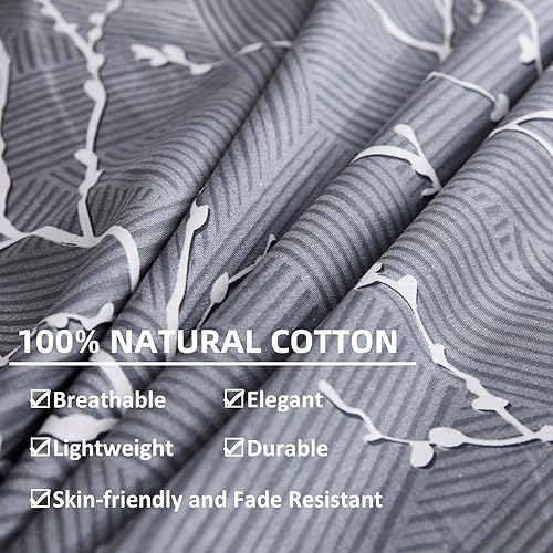 Miniatura 5 de OAITE - Juego de funda de edredón de 100% algodón con patrón floral, juego de ropa de cama suave que incluye 3 piezas (2 fundas de almohada, 1 funda