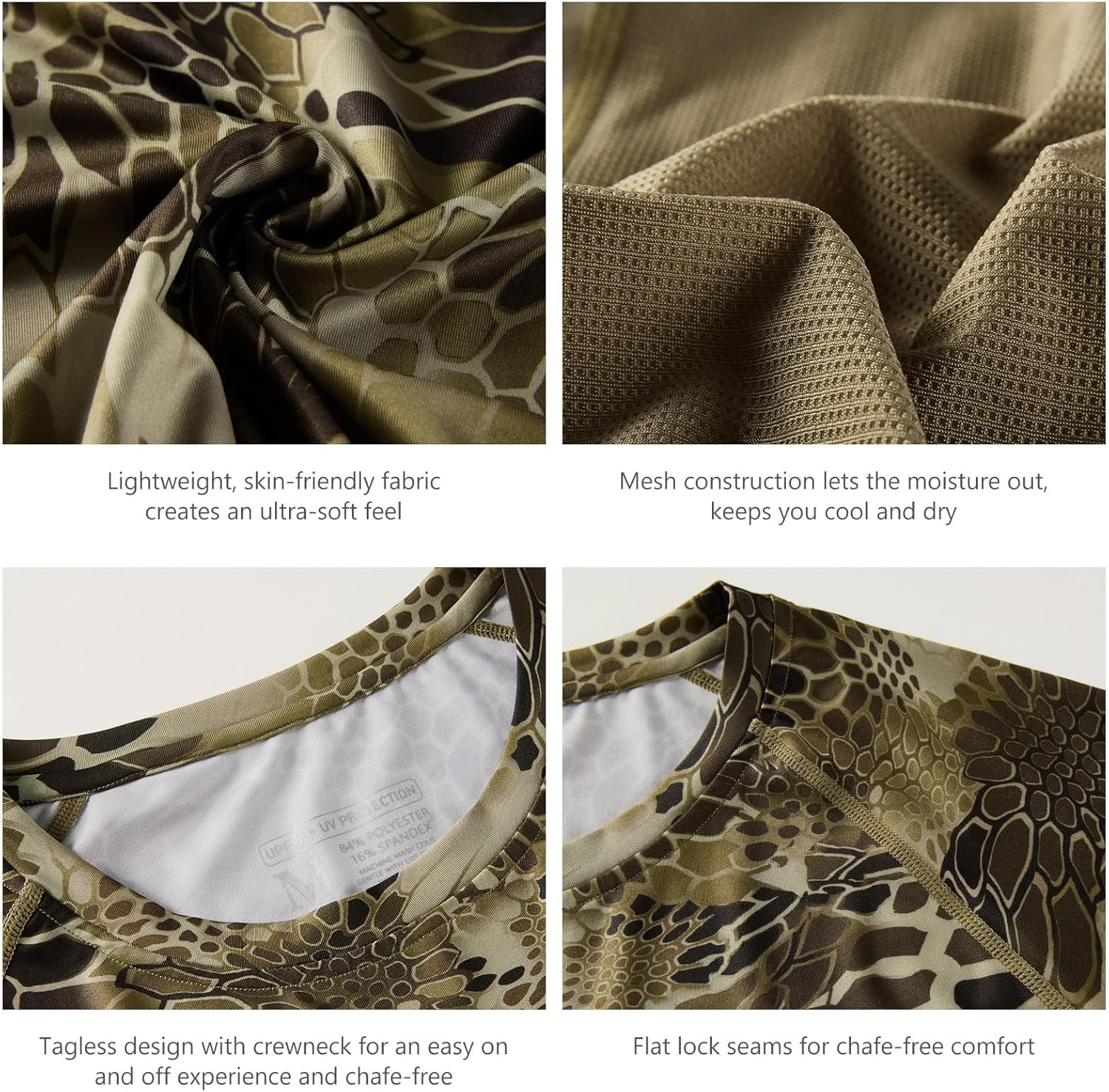 BASSDASH Men's Hunting Camo Performance Long Sleeve Shirt Fishing UPF50+ FS13M - Image 5