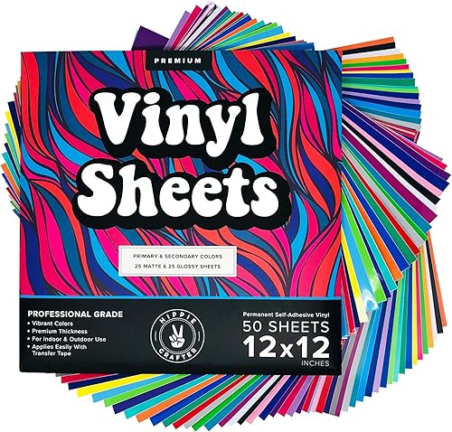 Paquete de 50 láminas de vinilo adhesivas permanentes, acabado brillante y mate, para manualidades, decoración de tazas, autos, fiestas y proyectos