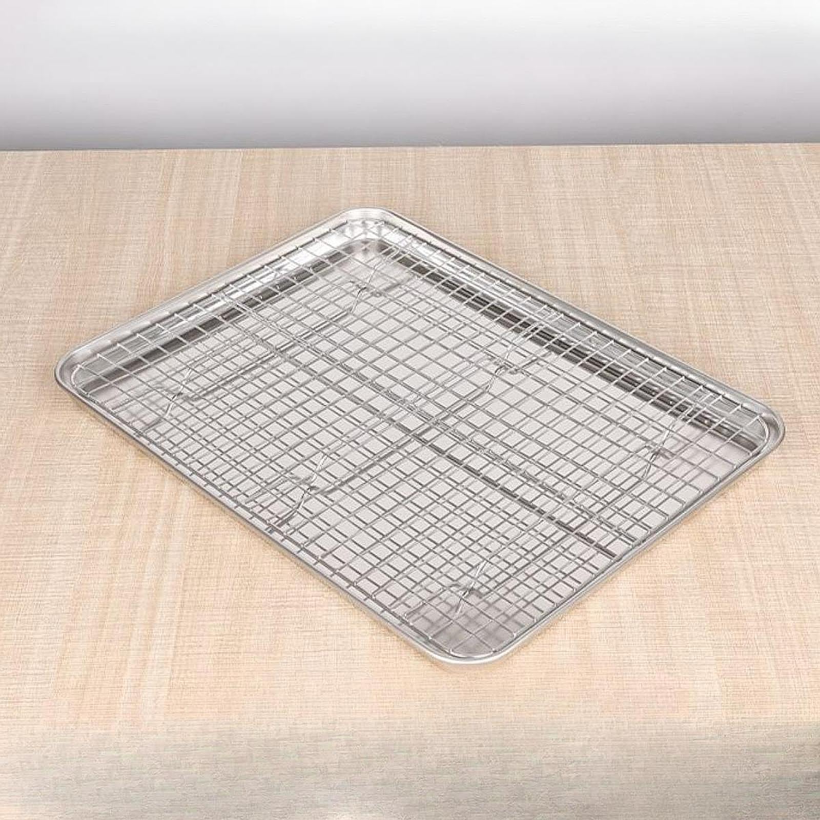 Backblech mit Rost Aus Edelstahl für Einfache Reinigung Multifunktional Als Keksblech Abtropfschale für Restaurant Haushalt Buffet, 40.5 cm X 30.5 cm X