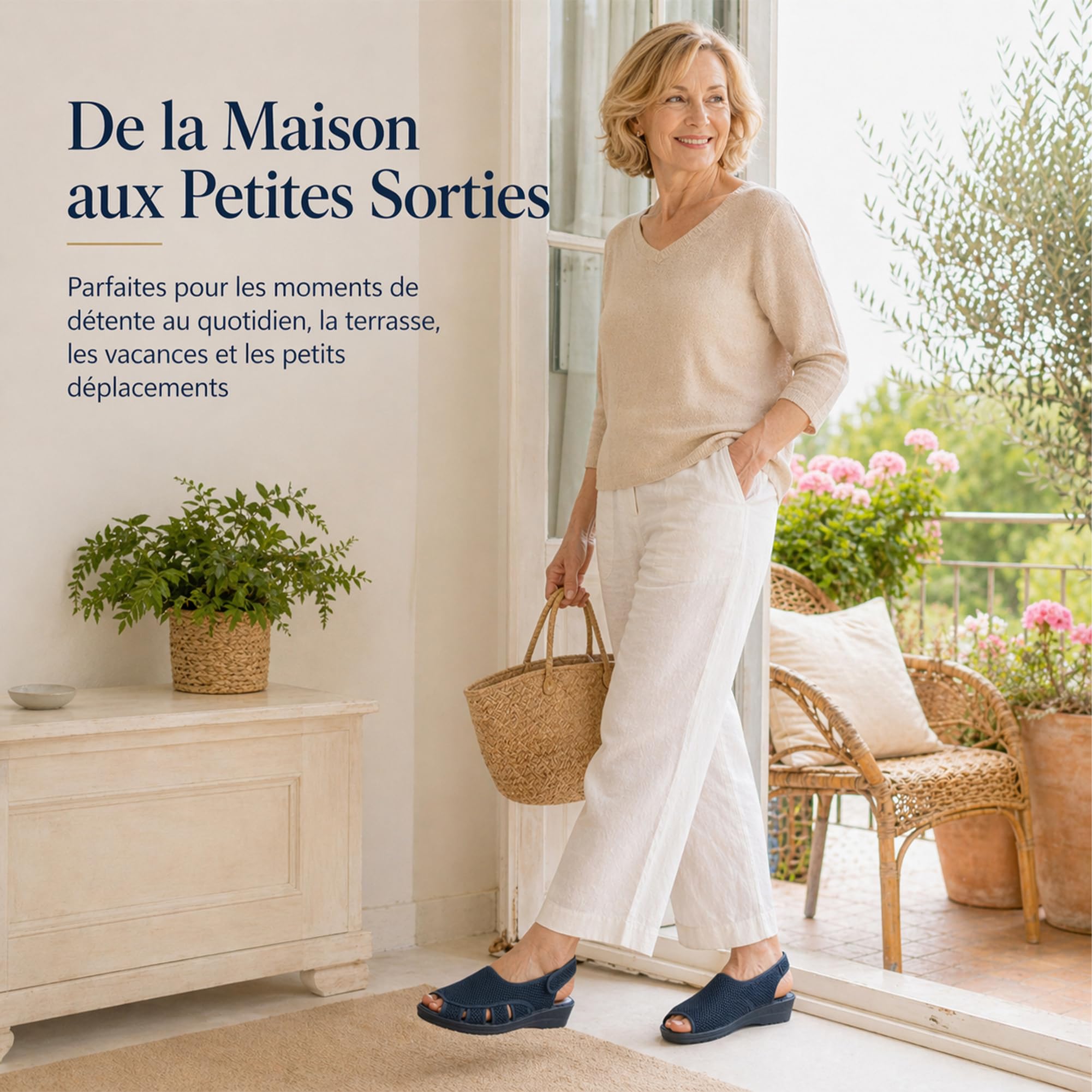 JOMIX Sandales Femme Confort Respirantes avec Scratch Chaussures Été Légères avec Bride Réglable Bout Ouvert Semelle Antidérapante pour Maison Quotidien et Petites Sorties