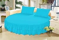 Vista 17 de Falda de cama – 1 pieza sólida de 21 pulgadas, con doble volante, caída a medida, para cama redonda, algodón puro de 800 hilos