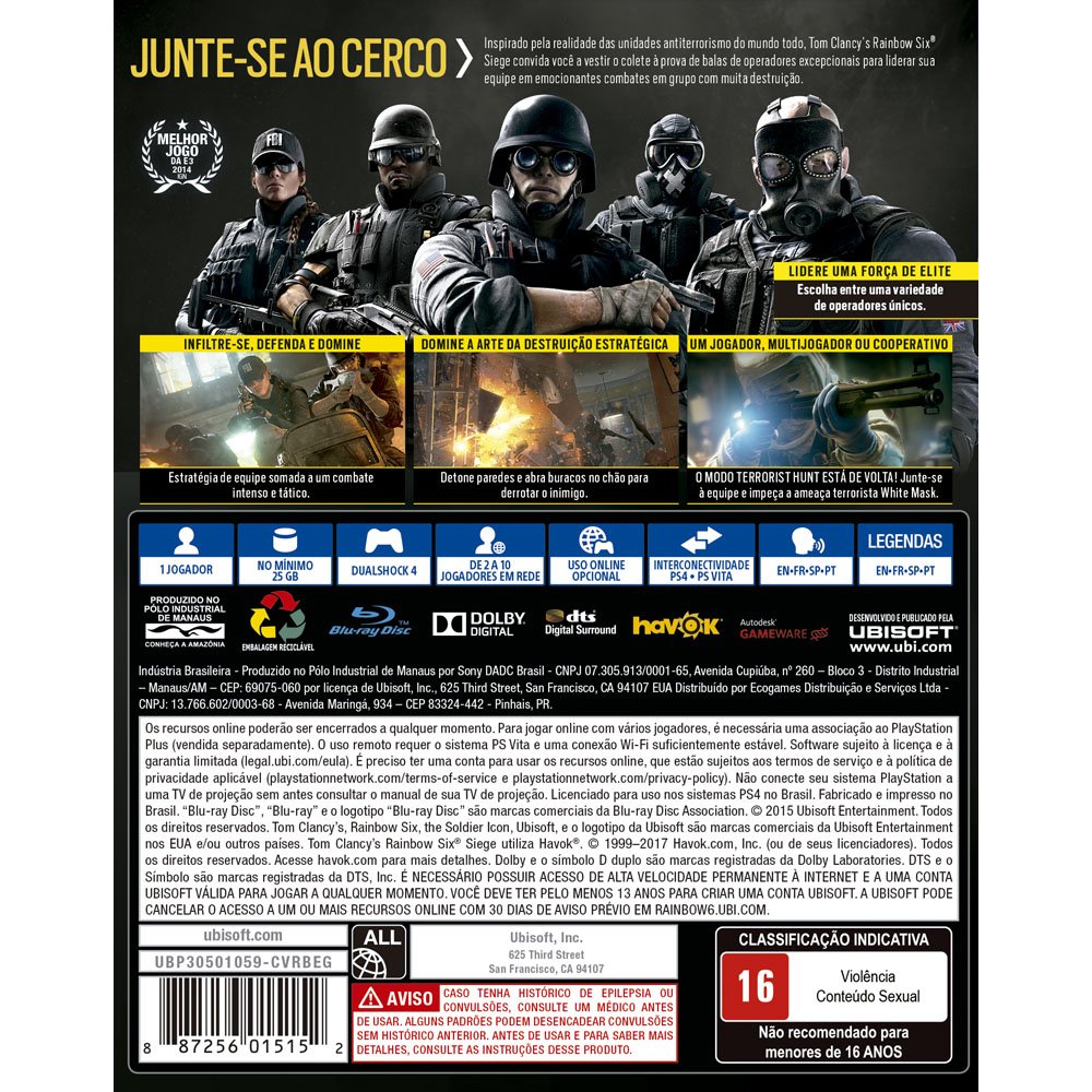 Tom Clancy's: Rainbow Six Siege - PlayStation 4 | Amazon.com.br