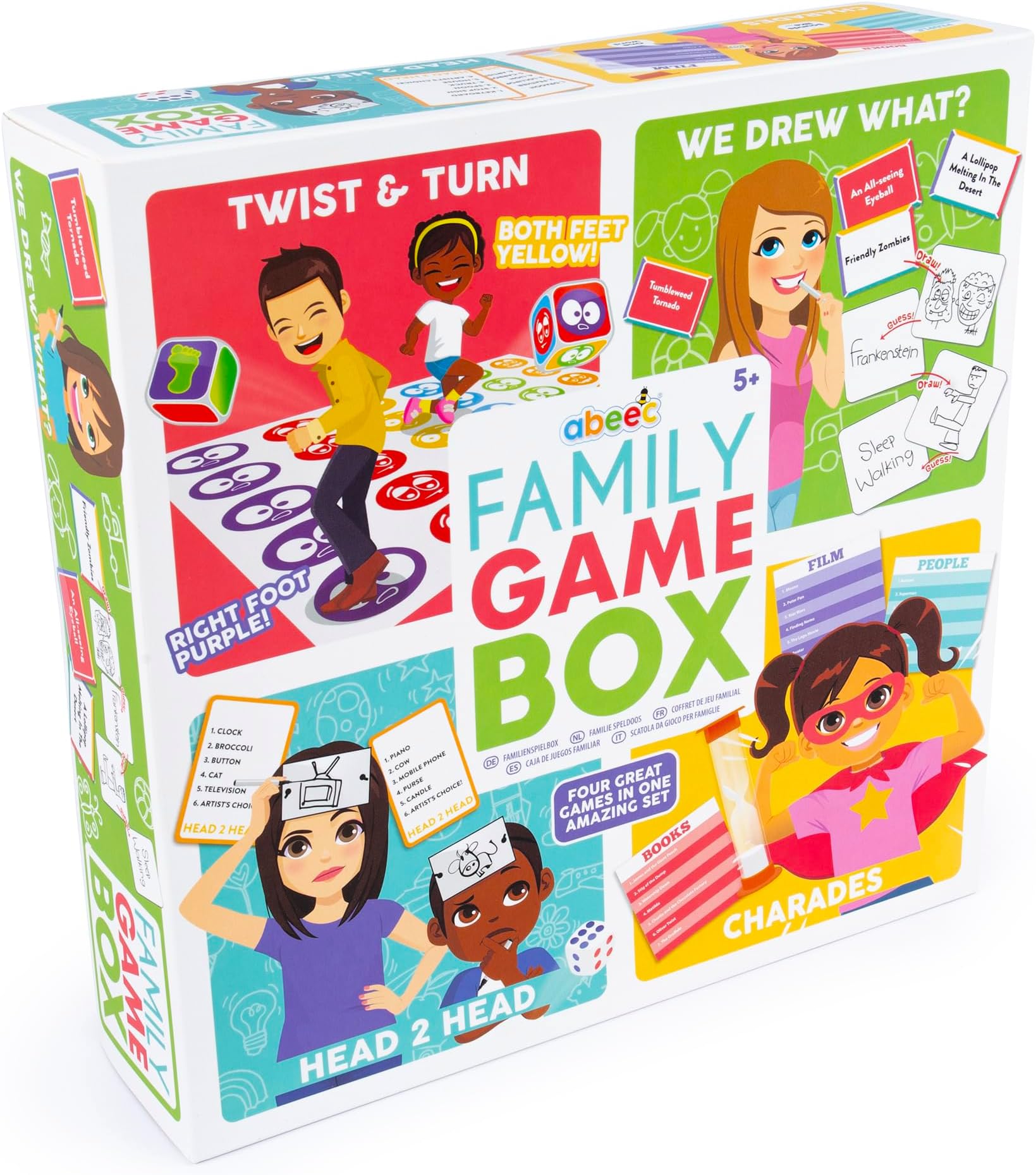Family Game Box - 4 Board Games In 1 - For Kids And Adults