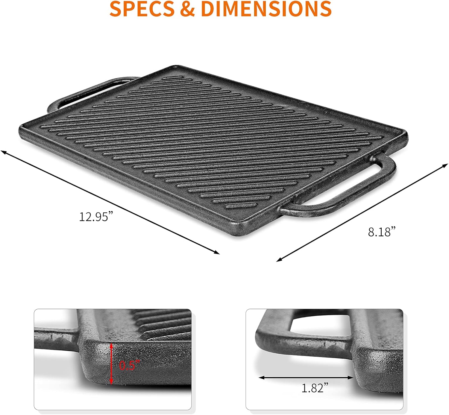 Utheer Cast Iron Griddle, Reversible Griddle With Handles, 20 inch Cast Iron Griddle for Stove Top, Suitable for Pit Boss 68007, Traeger Grills BAC382 Griddle, Oven, Stove, Grills and Even Open Flame: Home & Kitchen