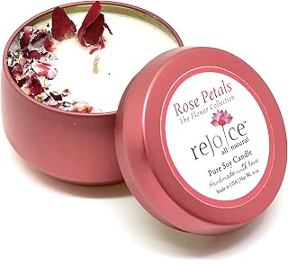Rejoice Soy Wax Candle| Rose Petal Scented Soy Candles for Aromatherapy, Stress Relief & Gifting| Non-Toxic, Phthalate Free| Ideal for Home, Bedroom & Bathroom Decor | 100% Natural & Vegan| 4 oz