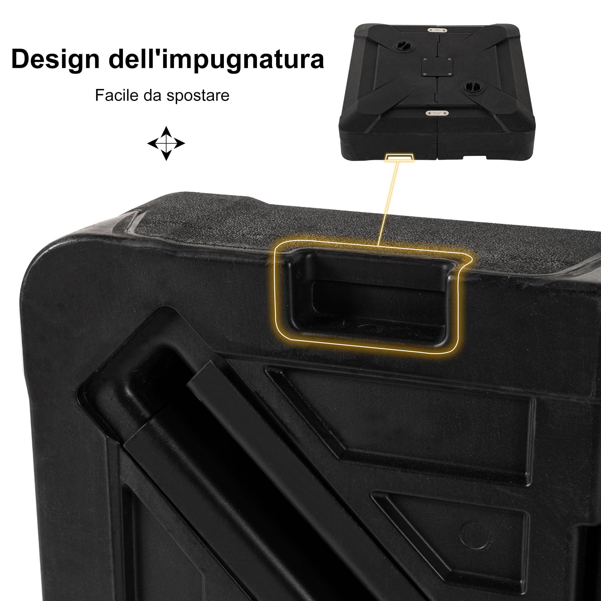 PURPLE LEAF Base per Ombrellone 80 x 80 x 20 cm, Da riempire con acqua o sabbia Fino a 100 kg