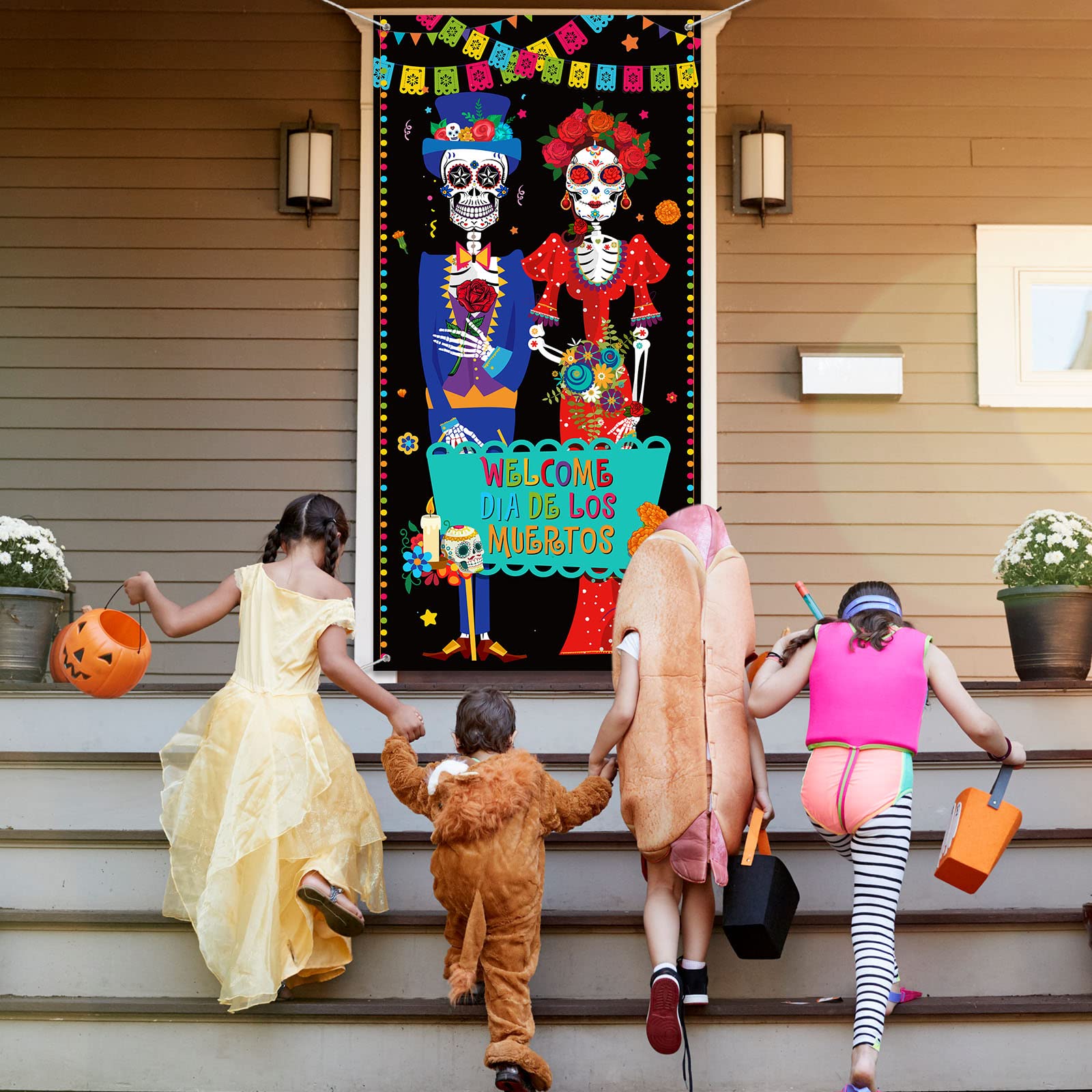 Dia De Los Muertos Türbanner - Mexikanischer Skelett Vorhang Für Halloween Party
