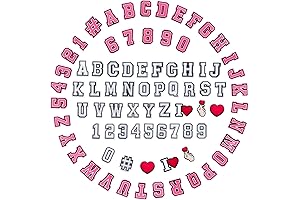 80PCS Pink White Crocs Charms Letters and Numbers