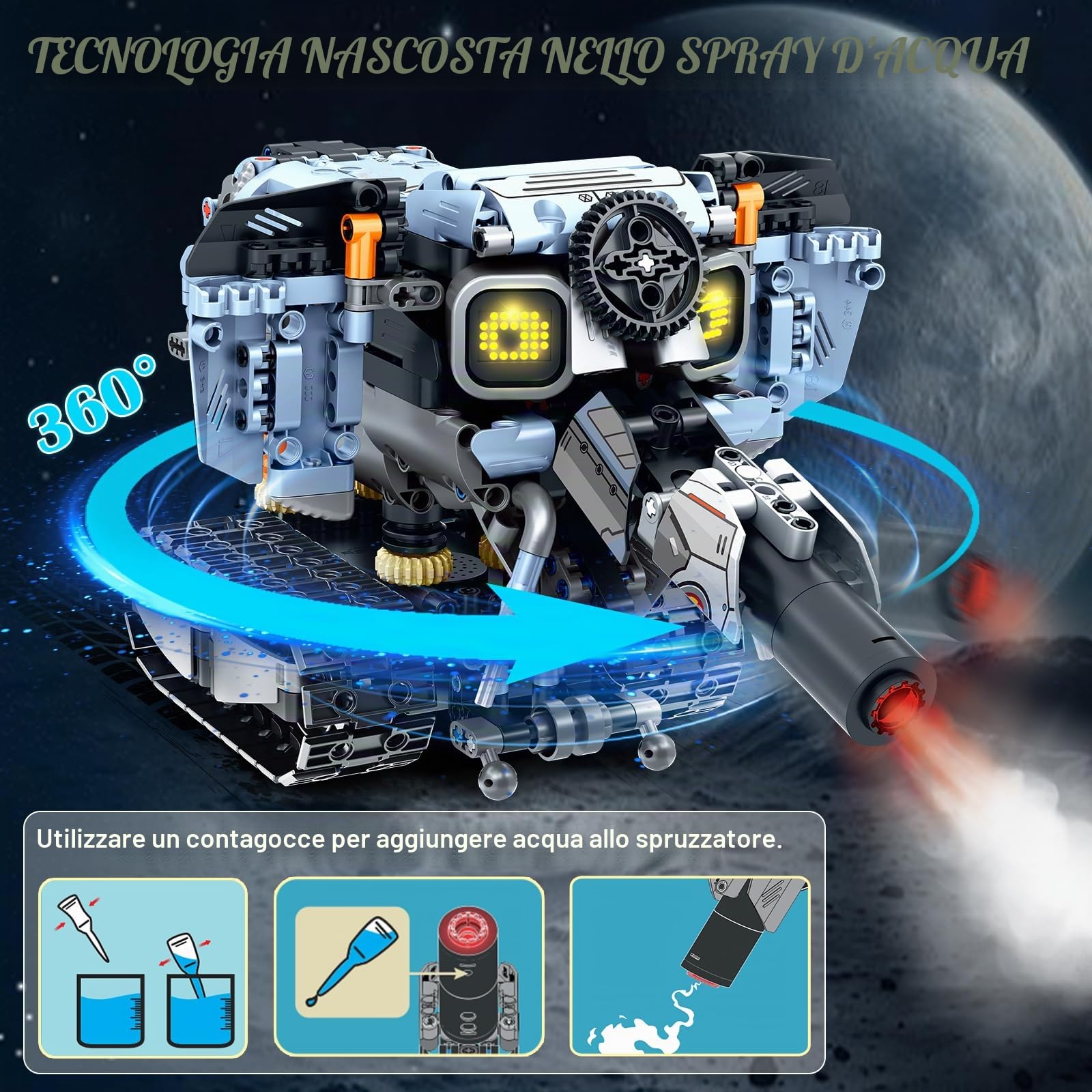 Set di costruzione robot con occhi LED intercambiabili - 5 in 1 telecomando e app controllata robotica Building Block RC Model Kit giocattoli regalo per bambini ragazzi ragazze età 8+