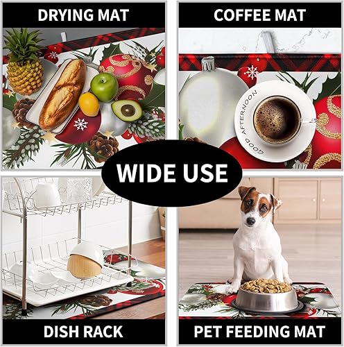 Vista 83 de Tapete de secado de platos con hojas de palma tropicales para encimera de cocina, 18 x 24 pulgadas, tapete de secado de cocina Monstera verde