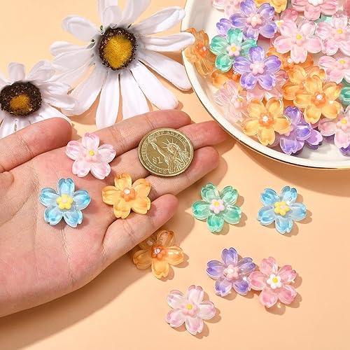 Miniatura 3 de DanLingJewelry 60 cabujones de flores de cerezo de 6 colores para hacer joyas y manualidades