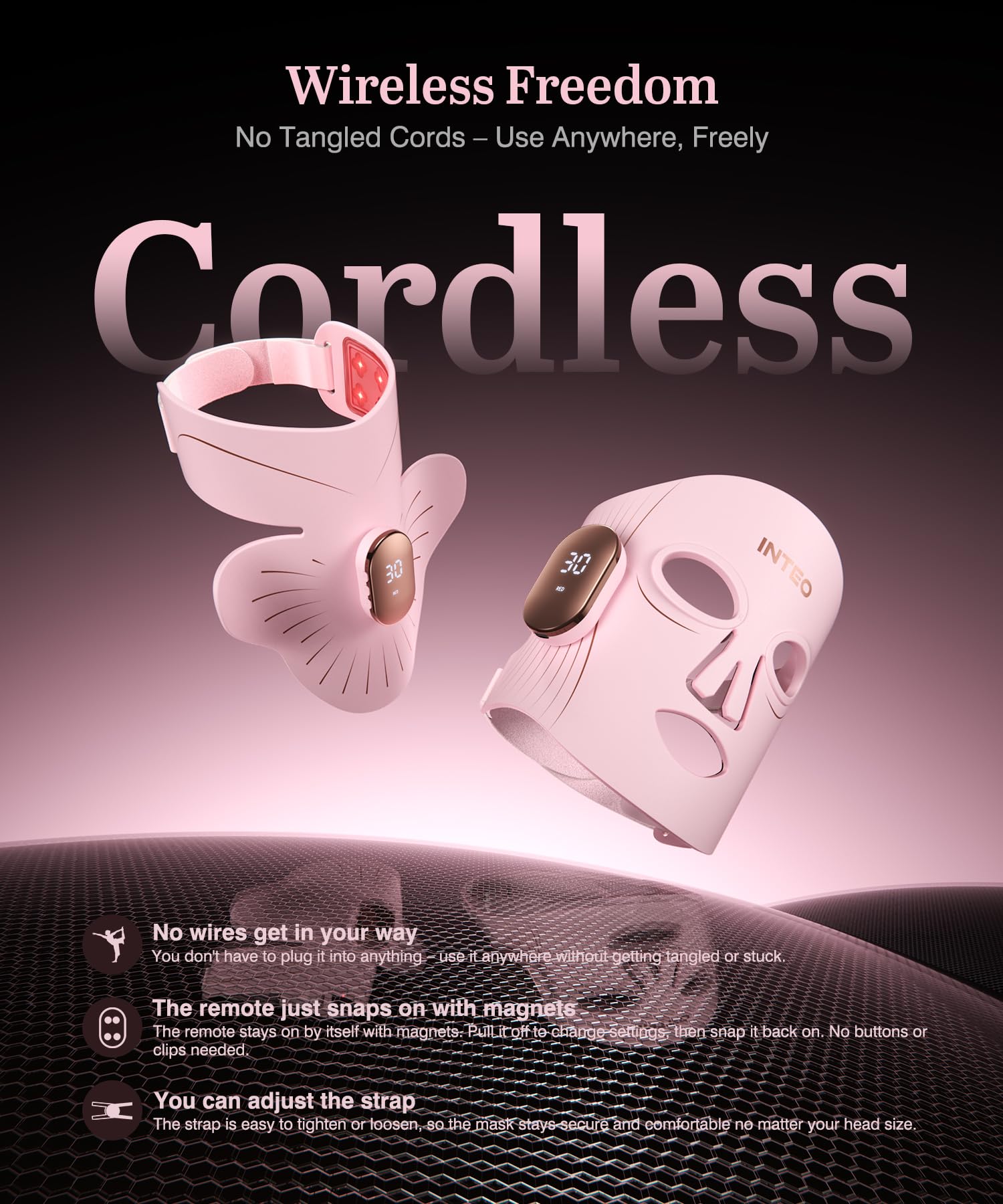 Red Light Therapy Mask for Face & Neck, 850nm NIR & 660nm Red LED, 4 Modes