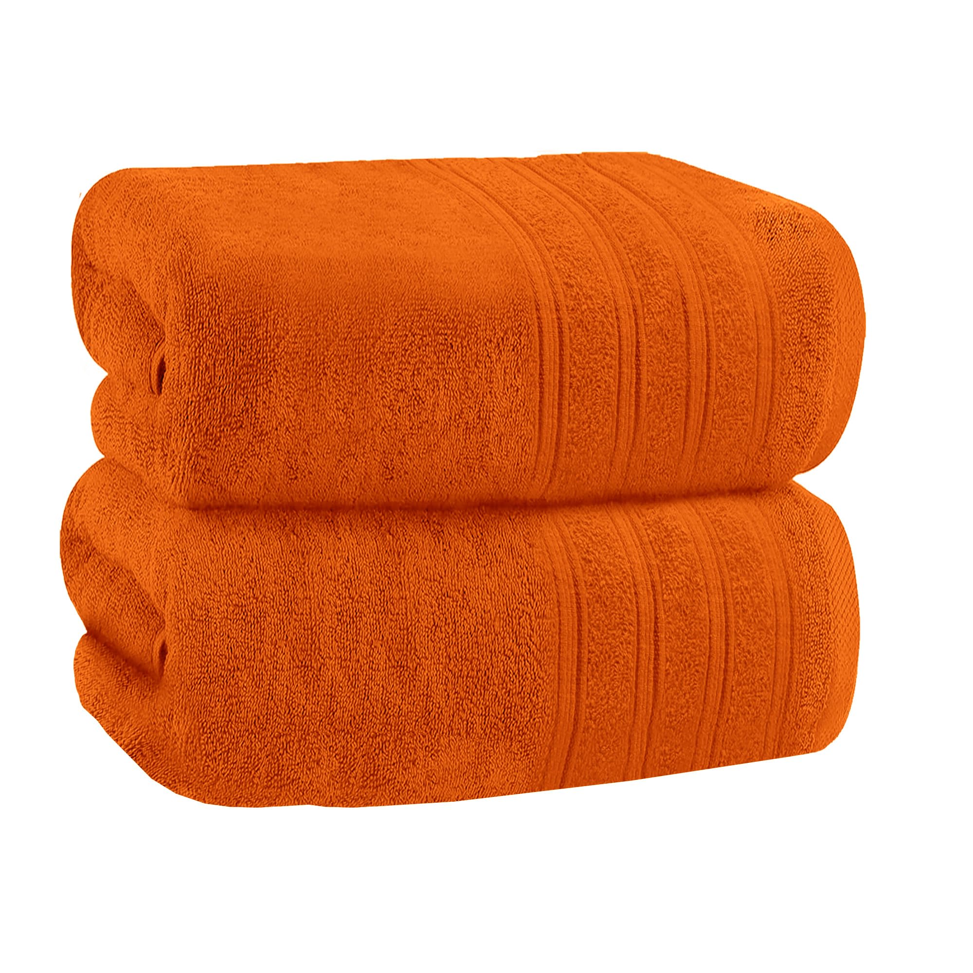 Velosso 2 Pack Hampi Super Jumbo Bath Sheets Luxuriously Soft, Highly Absorbent 100% Combed Ring Spun Cotton, Oversized Thick Bath Sheets 100 x 200 cm, Premium Bath Sheets Spa & Hotel (Orange)