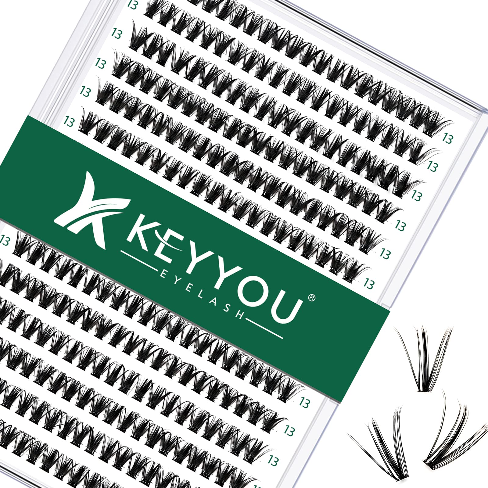 KEYYOU Wimpern Extensions 300pcs Cluster Lashes 40D C Curl 13mm Einzelne Wimpern Volume Natürlich Sanft Wimpernverlängerung（40D-C-13）