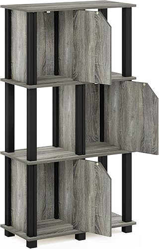 Miniatura 5 de FURINNO Brahms Estante de almacenamiento, 4 niveles, roble francés grisnegro