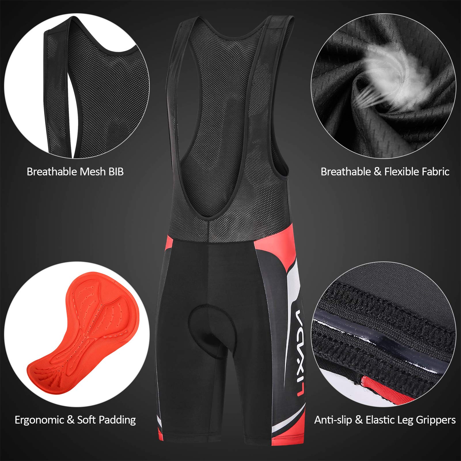 Lixada Ropa Ciclismo Hombre Ropa Ciclismo Hombre Juego con Cojín de Aire 3D y Camiseta Transpirable Adecuado para Ciclismo, Senderismo, Correr