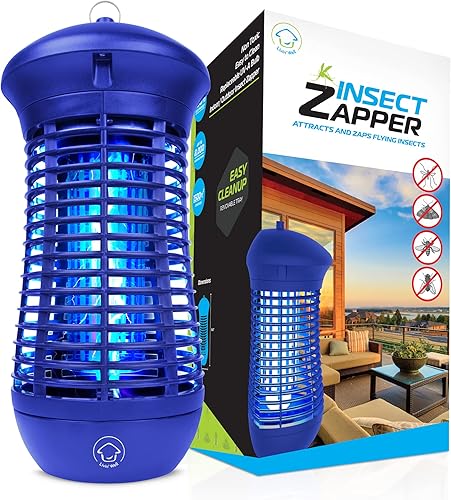 Livin' Well Blue Bug Zapper para interiores y exteriores 4000 V de alta potencia eléctrica Mosquito Zapper Home Patio, rango de 1,500 pies