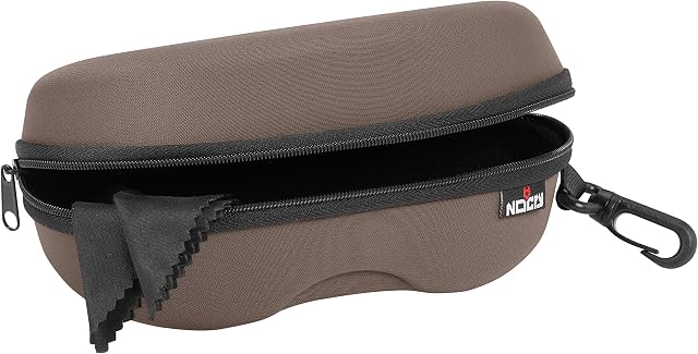 NoCry Storage Case for Safety Glasses with Velvet Lining, Reinforced Zipper and Handy Belt Clip. Coffee
