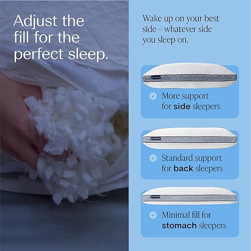 Miniatura 6 de DreamyBlue Almohada de Zafiro con Refuerzo • Loft Ajustable, Funda de Lujo, Relleno de Espuma Viscoelástica Triturada con Cuentas de Enfriamiento •