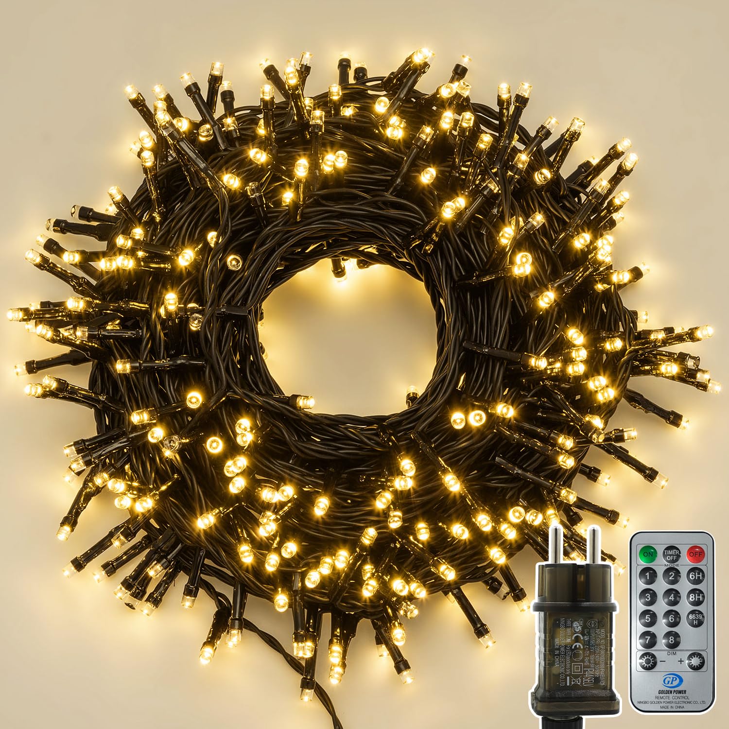 Guirnalda Luces Navidad Exterior, 30 M 300 LED Interior, Árbol de Navidad, 8 Modos Impermeable Cadena Decorativa para Casa Boda Fiesta Jardín