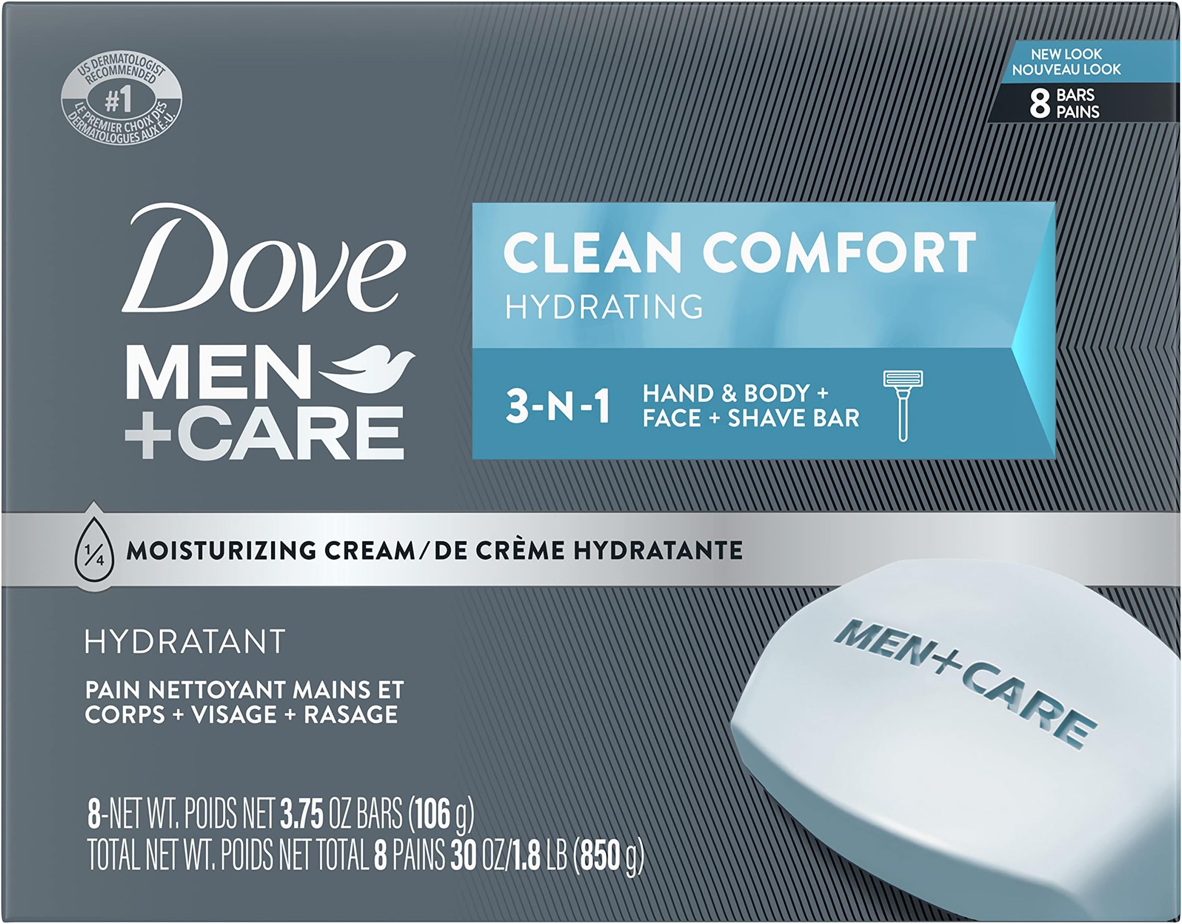 Body and Face Bar To Clean and Hydrate Skin Body and Facial Cleanser More Moisturizing Than Bar Soap 3.75 oz 8 Bars