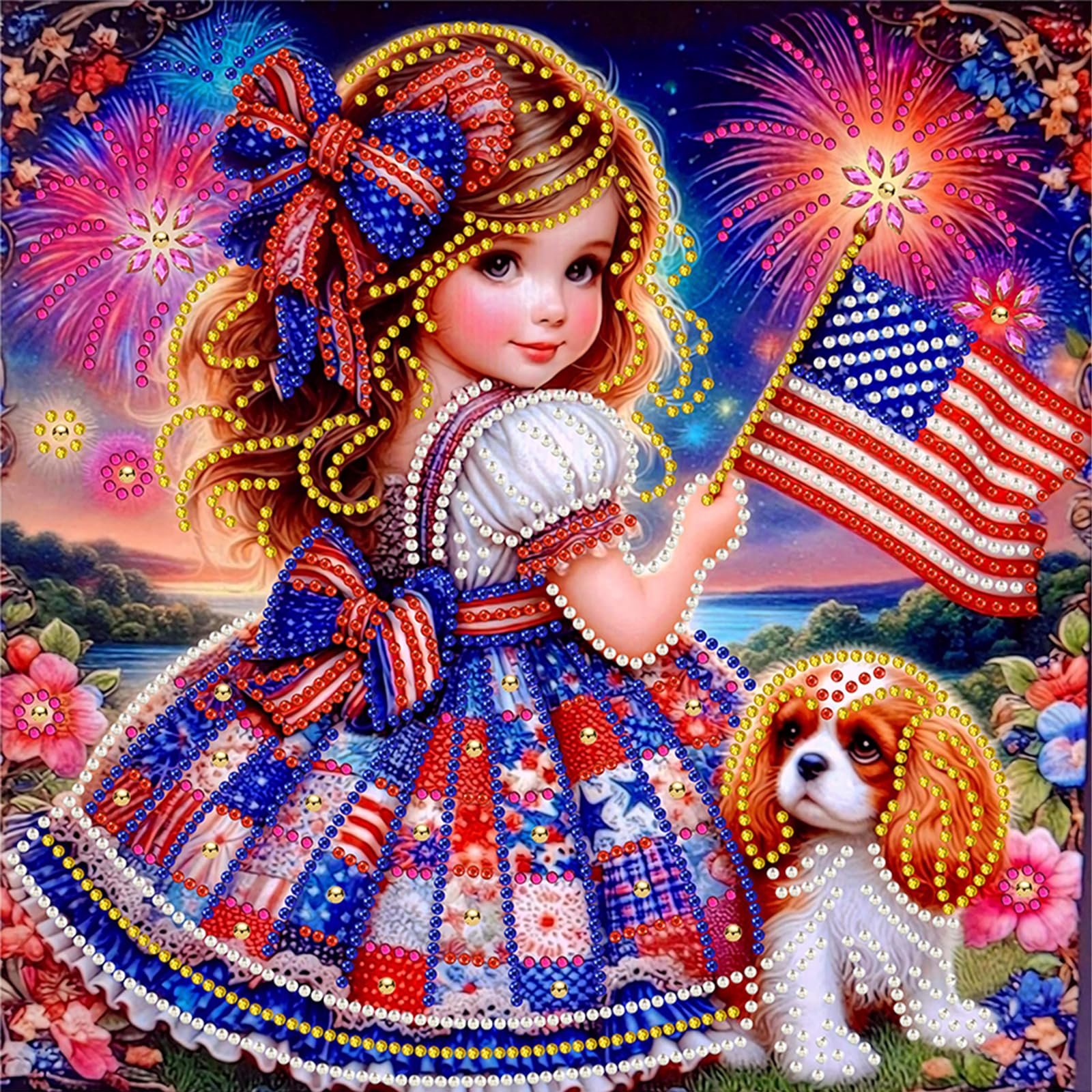 Independence Day Special Shaped DIY Partial Drill Damond Painting Kits for Adults Beginners Home Decor Diamond Dots Paintings 30x30cm
