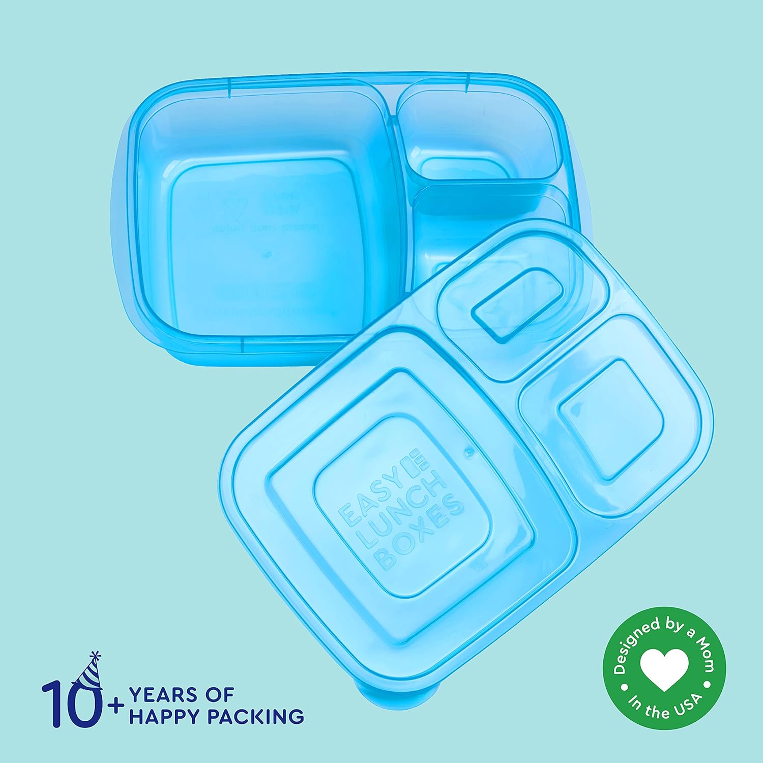 EasyLunchboxes - Bento Lunch Boxes - Reusable 3-Compartment Food Containers for School, Work, and Travel, Set of 10, (Classic): Home & Kitchen