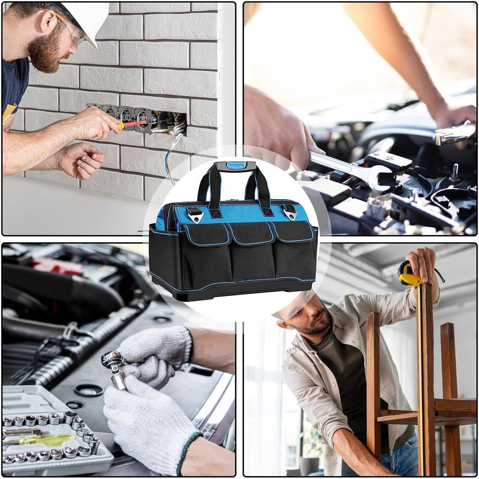 Torba Do Elektronarzędzi Solidna, Wodoodporna, Ergonomiczny Uchwyt | Torba Narzędziowa Typu Tote Ze Sztywnym Dnem Na Zewnątrz, Podróż, Do Pracy, Napraw Aut, W Domu I Warsztacie, Dla Mechanika I