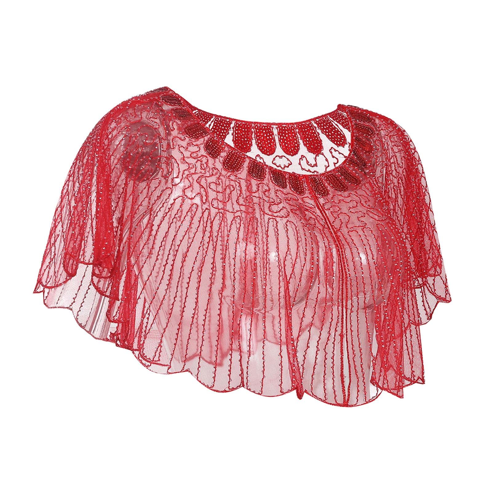 Women Shawl Wrap Fashion Wedding Summer Formal Occasion Evening Evening Cape Red-image-27