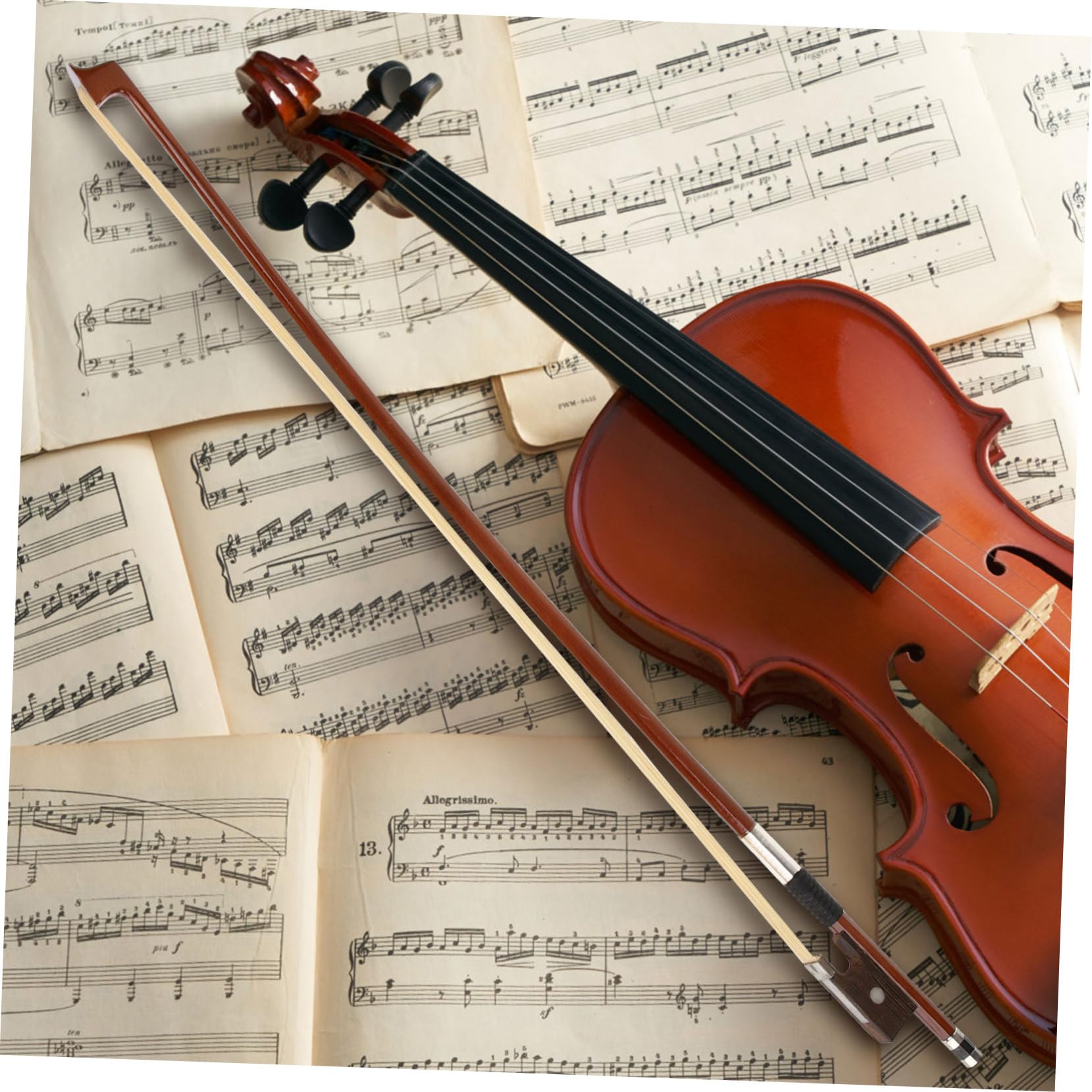 NULYLU Practice Violin Bow Wooden Handle Horsehair for Boys and Girls and Adults Learning Violin