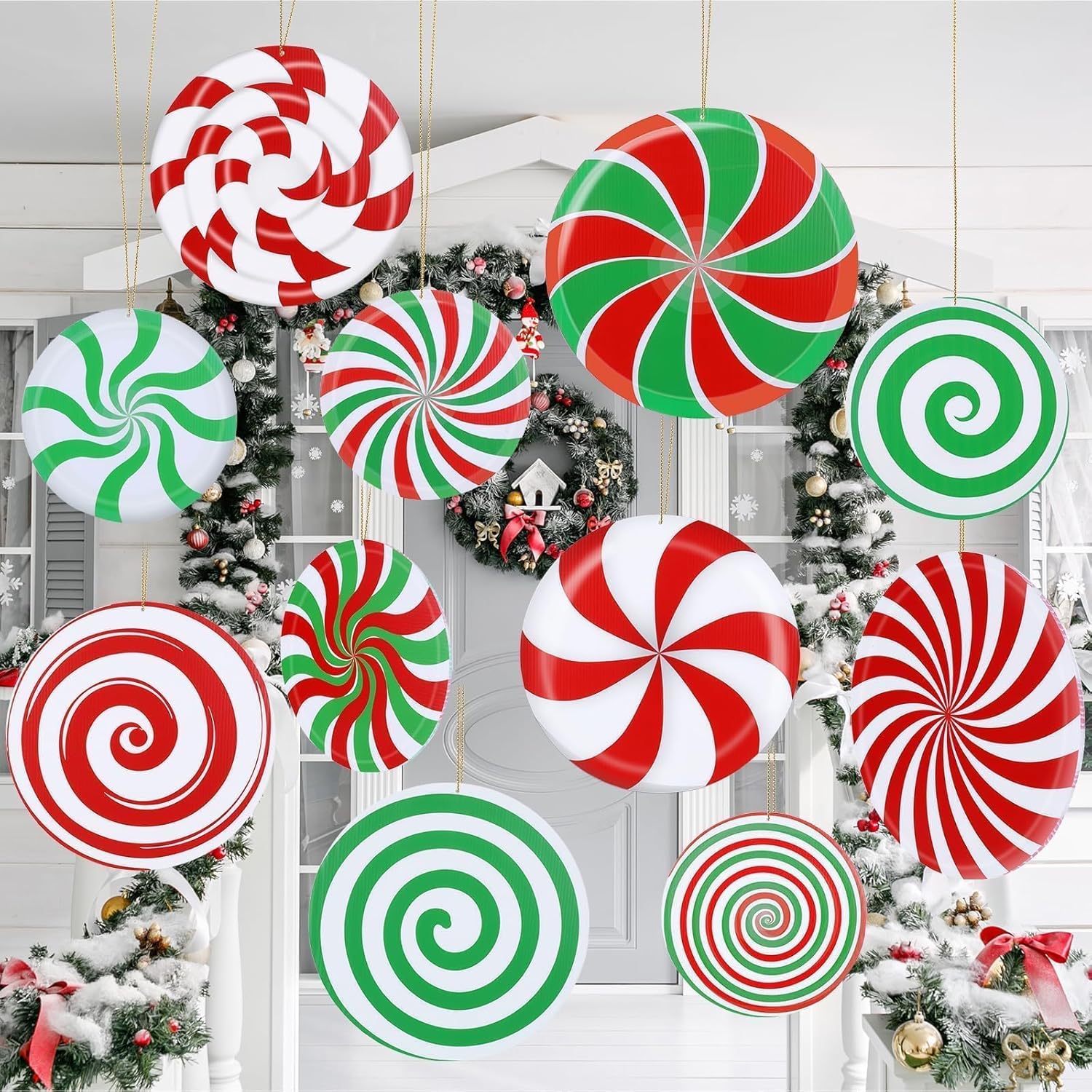 12 Pcs 12 Inch/10 Inch Large Christmas Decorations Outdoor Double Sided Christmas Yard Hanging Ornaments Holiday Porch Lawn Candy Hanging Decorations for Xmas Tree Porch Yard Decor 12 Pcs 12 Inch/10 Inch Large Christmas Decorations Outdoor Double Sided Christmas Yard Hanging Ornaments Holiday Porch Lawn Candy Hanging Decorations for Xmas Tree Porch Yard Decor