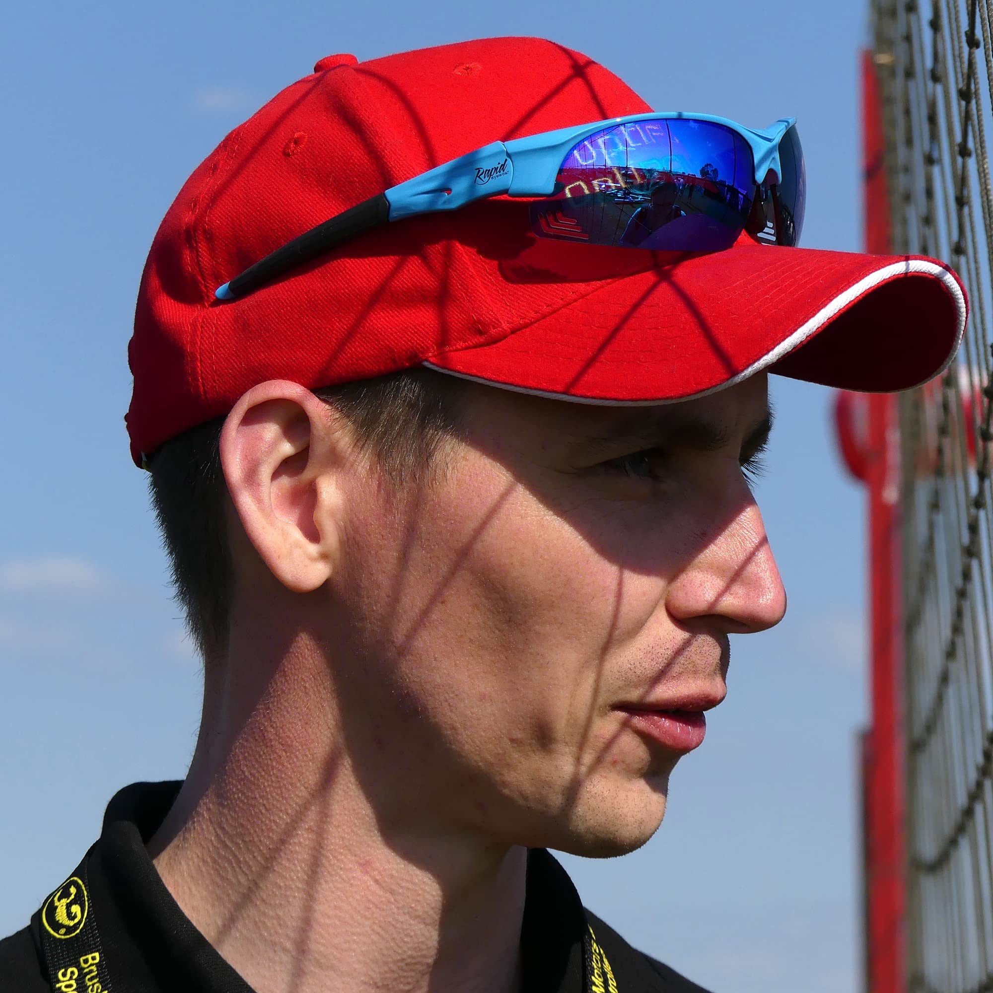 Szybkie okulary przeciwsłoneczne z krawędzią niebieskie dla mężczyzn, młodzieży i kobiet UV400 ochronne okulary przeciwsłoneczne do sportu wymienne przeciwodblaskowe lustro, soczewki polaryzacyjne i słabe światło. Okulary do jazdy, krykieta, żeglowania it