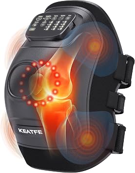 4-in-1 Knee Massager with Heat, Red Light & Vibration Compression for Knee Relaxation, 4 Modes 4 Intensities 4 Heat Levels, Timer & Memory Function, Ideal Gift for Dad, Athletes, Travelers & Seniors