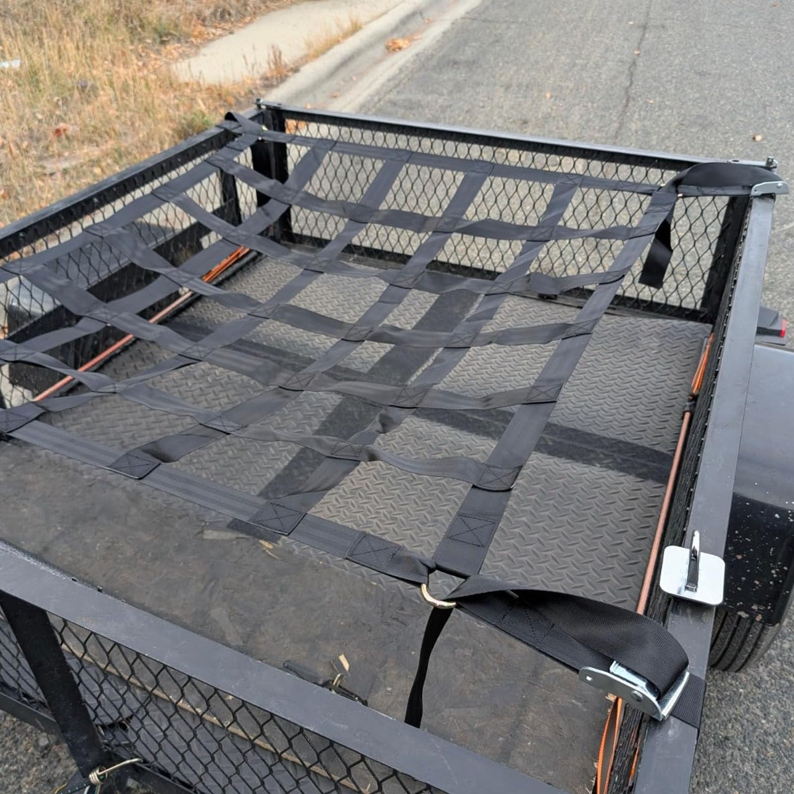 Gepäcknetz, verstellbares Pickup-Truck-Ladeflächennetz, Dachträger-Gepäckkorbnetz mit S-Haken, Gepäckträger-Spannnetz (50" x 42")