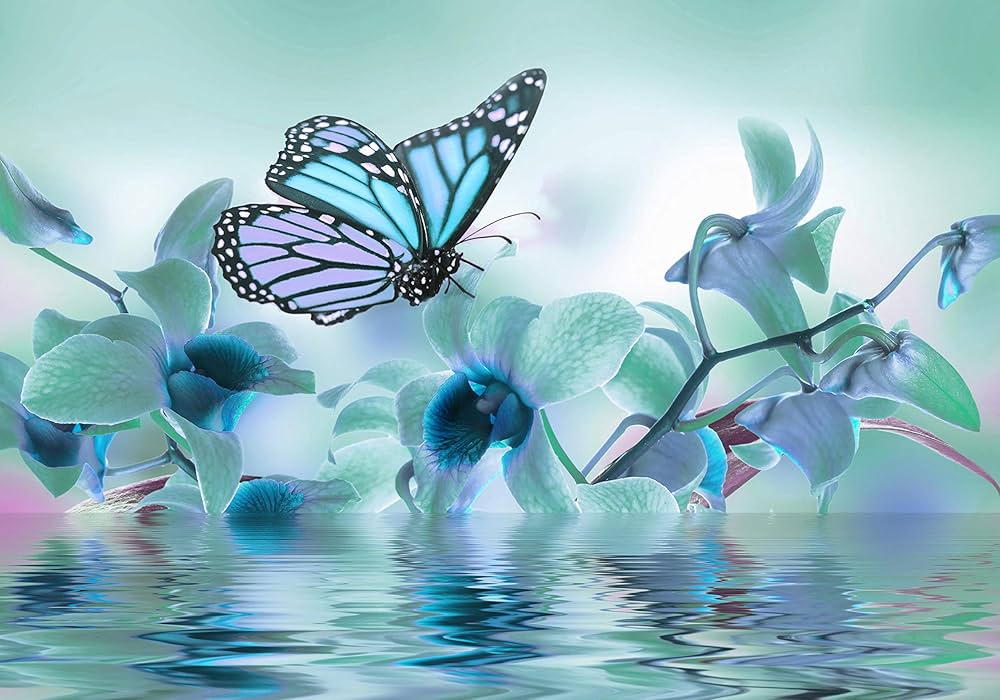 wandmotiv24 Turquoise orchid S 200 x 140 cm - 4 parts Photo
