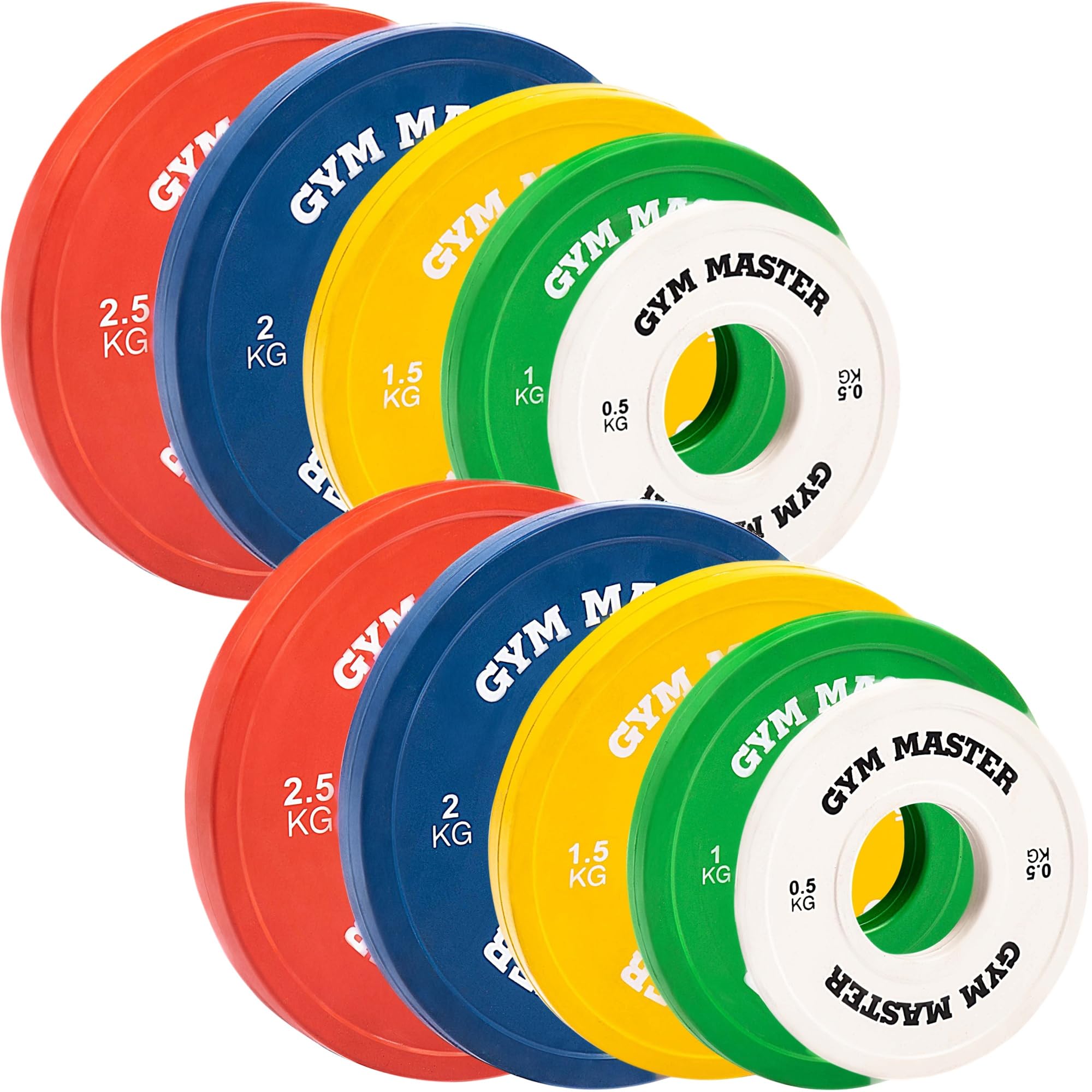 GYM MASTER Pair of 2" Coloured Rubber Fractional Change Plates for Olympic Barbell Weight Lifting - Full Set (15kg)