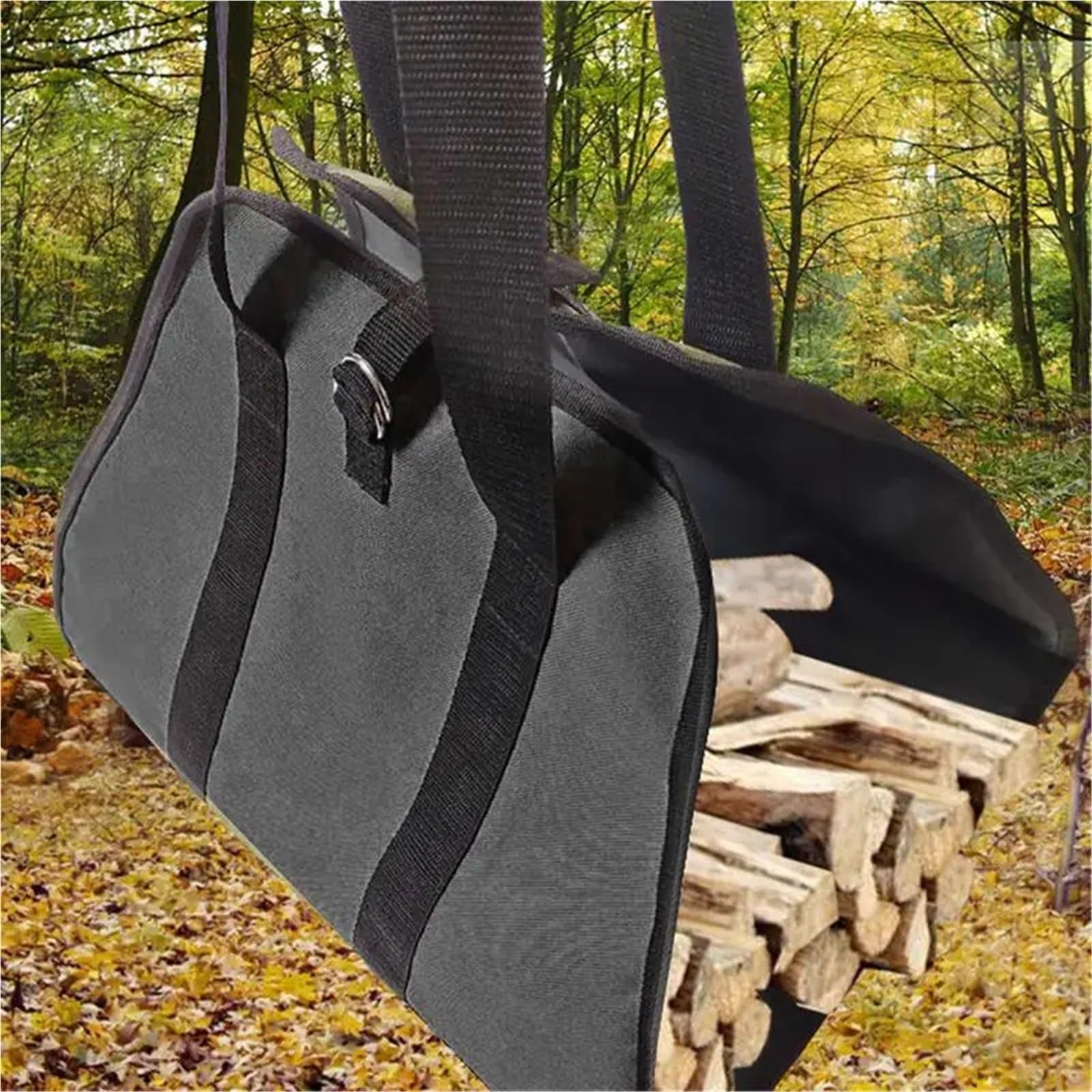Cesto Portalegna Borsa porta legna da ardere impermeabile Porta tronchi Cestino portaoggetti portatile resistente per campeggio e barbecue Sacca Camino(Green)
