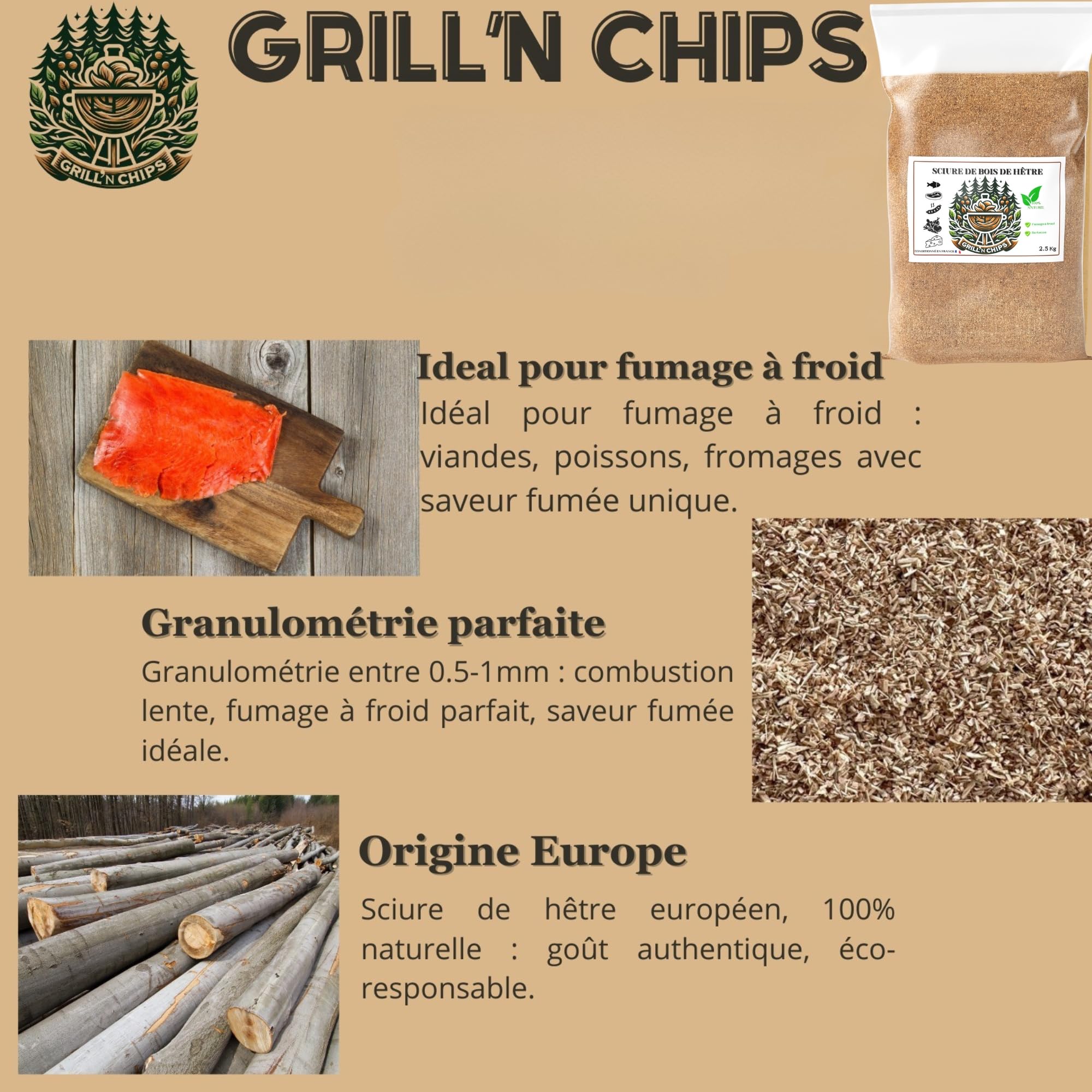 Sciure De Bois Hêtre + Aulne Pour Fumoir à Froid | Mélange PROFESSIONNEL | Pour Fumage