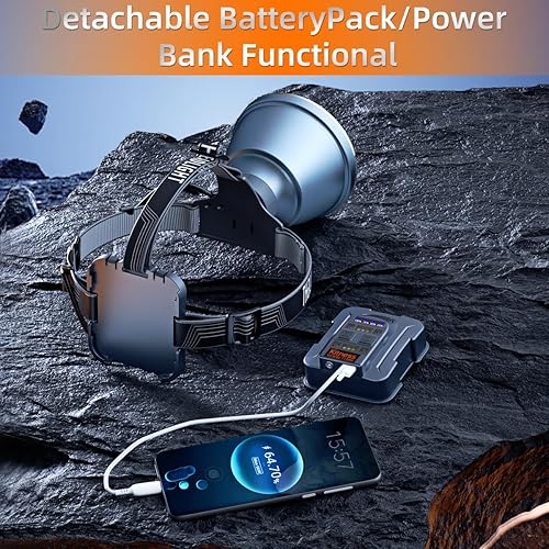 Miniatura 4 de Linterna frontal recargable LED superbrillante, 6 modos de luz ajustables, impermeable, función de corriente constante, ligera, perfecta para