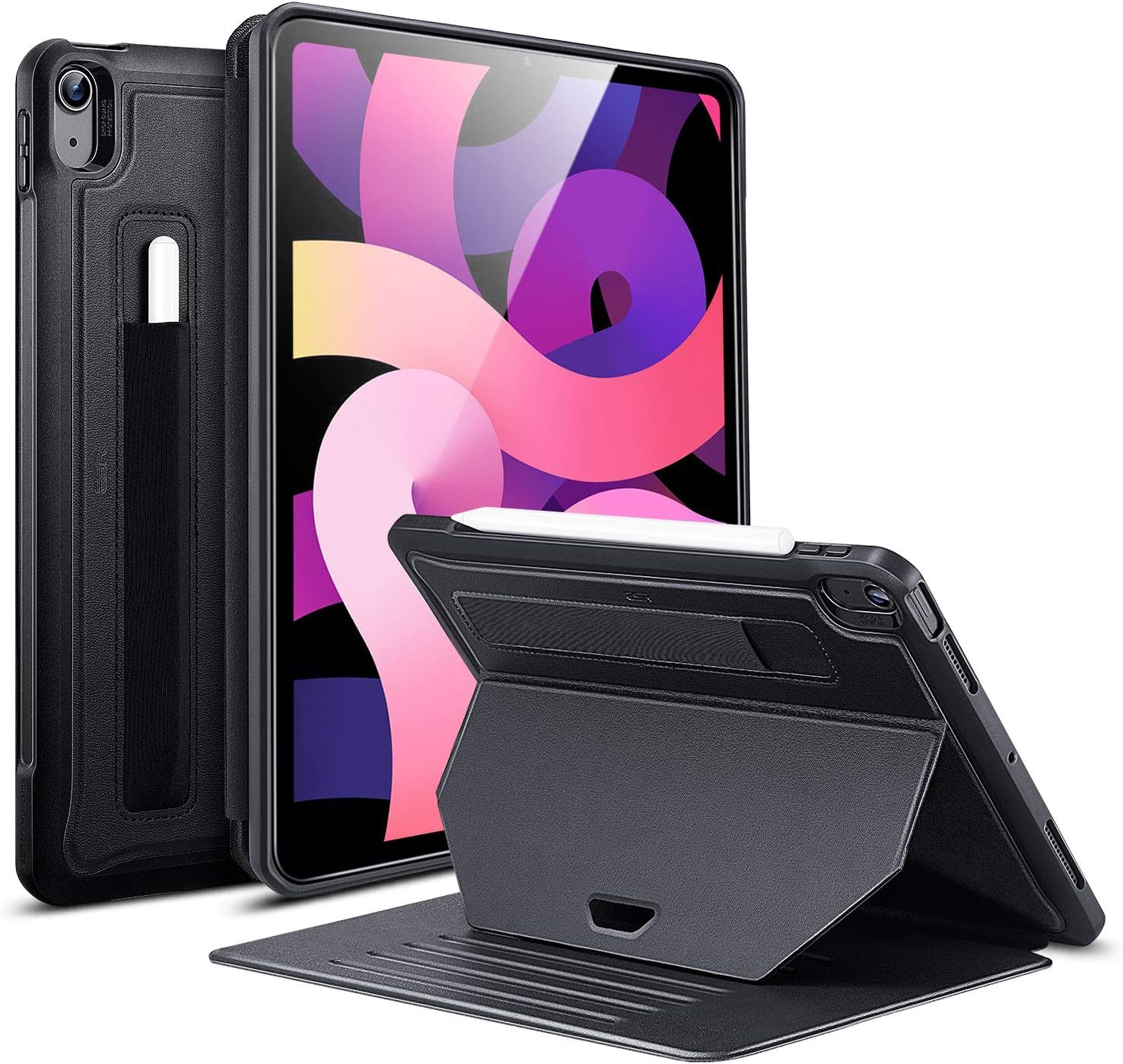 ESR Stand Case for iPad Air 4 2020 10.9 inch [Multiple Stand Angles] [Magnetic Mounting] [Rugged Protection] Sentry Series - Black