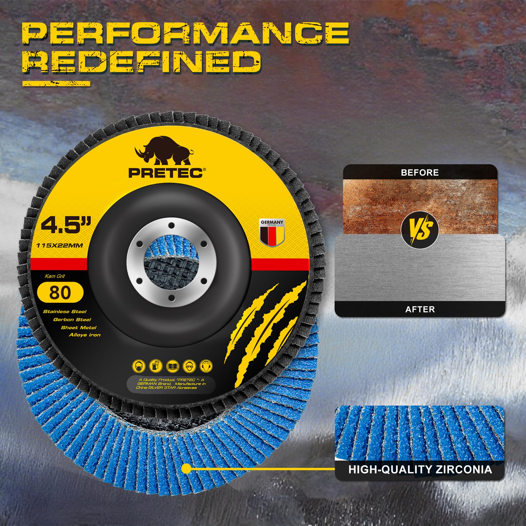 PRETEC Flap Discs - 12 Pack 80 Grit for Angle Grinders -5