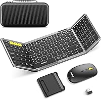 Samsers KM01 Foldable Full-Size Bluetooth Keyboard & Mouse Combo - 2.4G + BT5.0, USB-C Rechargeable, Travel Case for Win/Mac/iOS/Android