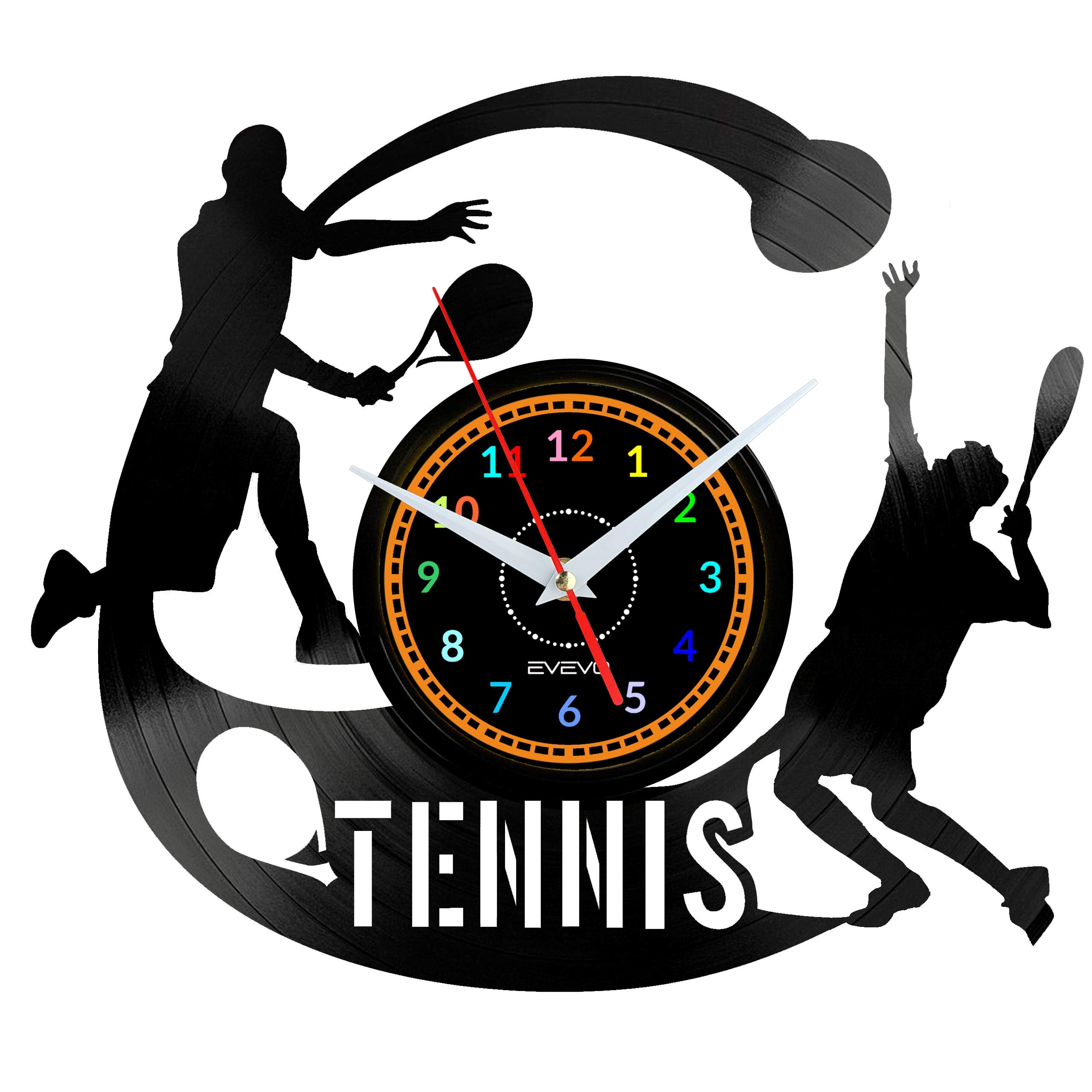 Horloge Murale Tennis Vinyle Silencieuse pour Déco Murale Sans Bruit