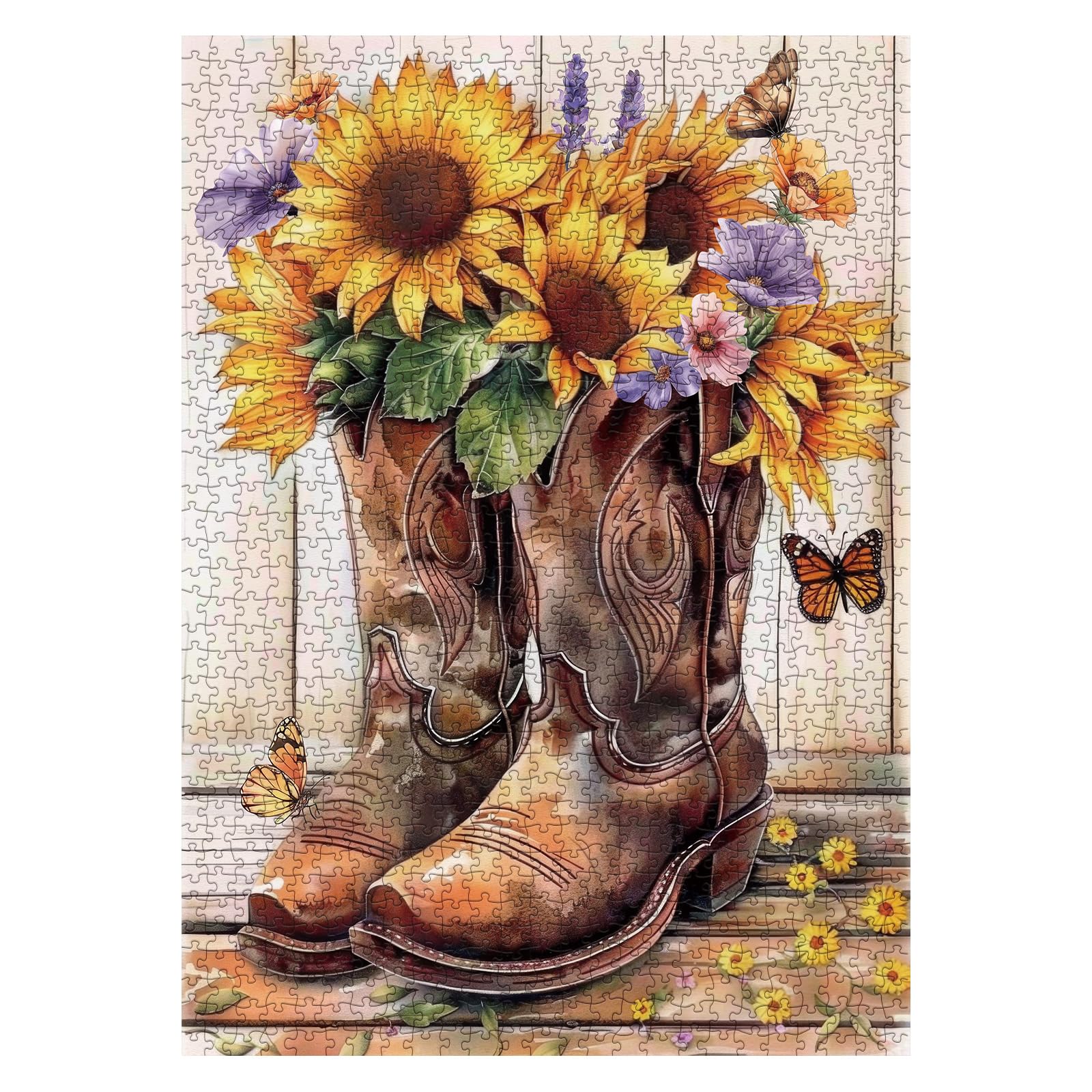 PICKFORU Dog Jigsaw Puzzle 1000 Pieces - Colorful Flower Garden With Puppy, Challenging Adult Puzzle, 23.85x23.85in - View #10