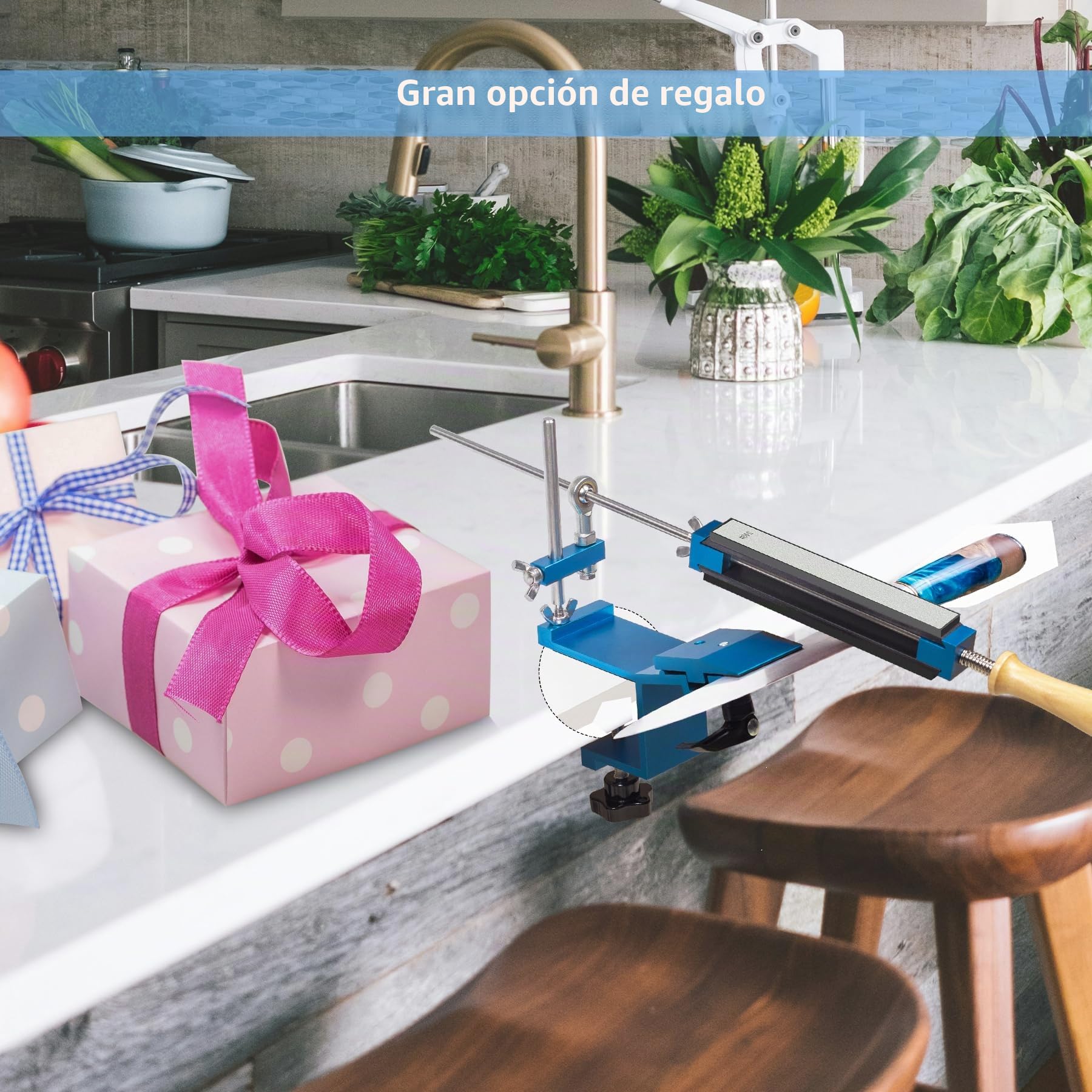 Afiladores de Cuchillos, CWOVRS Kit de Afilador de Cuchillos de Abrazadera Rápida Kit de Sistema de Afilado de Cuchillos de ángulo Fijo con Sistema de Sujeción Abrasivo para Pulido Fino, 6 diamantes