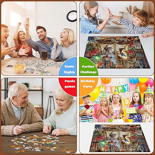 Miniatura 5 de Rompecabezas de libro mágico, rompecabezas de 1000 piezas para adultos, juego de rompecabezas familiares, divertido relajante desafiante,